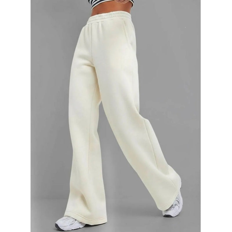 Damen nan fließende Palazzo-Loungehose mit extra weitem Bein elastischem Komfortbund und dezenten Eingrifftaschen Drune