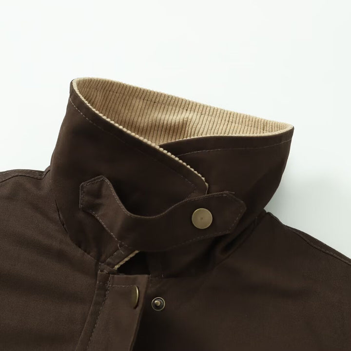 Damen Fieldjacke im Parka‑Stil mit Cordkragen, Druckknopfverschluß und aufgesetzten Fronttaschen Drune