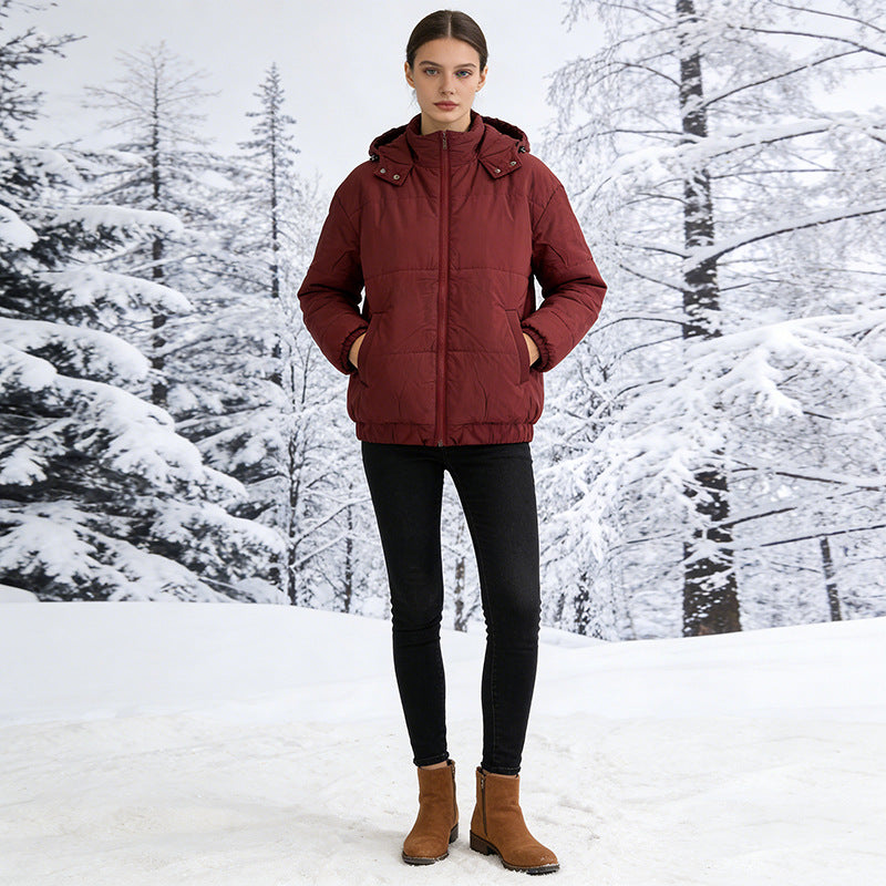Damen Wattierte Steppjacke mit Volumenkapuze, elastischem Saum und verstellbarer Taille Drune
