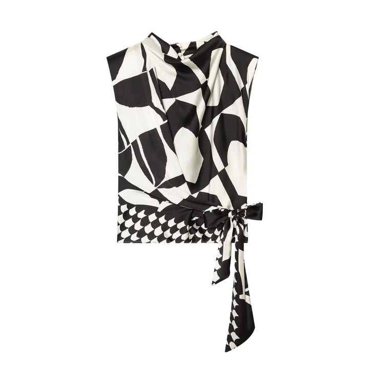 Damen Weite Palazzohose mit hoher Taille und grafischem Blockprint Drune