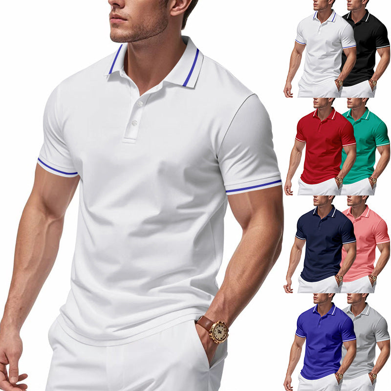 Herren nan atmungsaktives Interlock-Poloshirt mit Kontrast-Tipping, kurzer Knopfleiste und schmaler Silhouette Drune