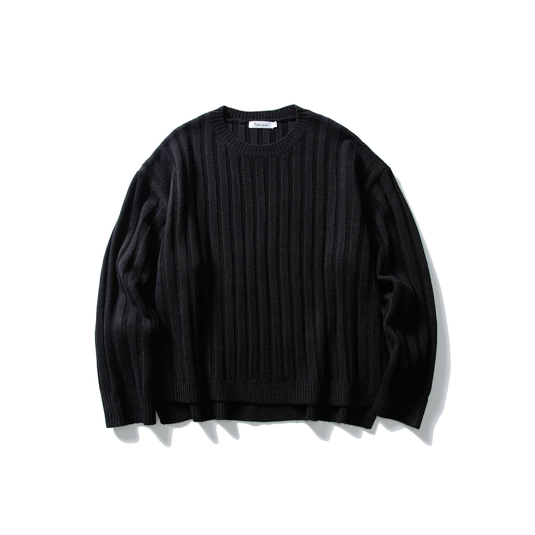 Unisex Grobgerippter Oversize-Pullover mit Rundhalsausschnitt Drune