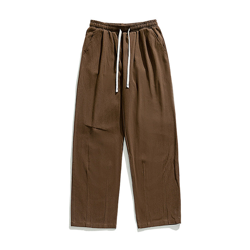 Unisex Weite Relaxed-Hose mit Bügelfalte, elastischem Komfortbund und Kordelzug Drune