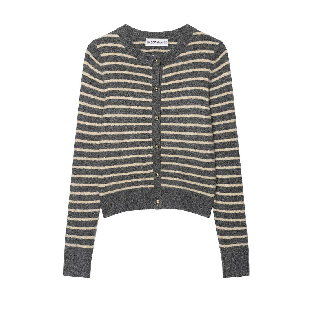 Damen gestreifter Kaschmir Cardigan Drune