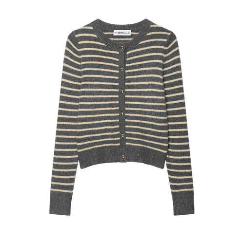 Damen gestreifter Kaschmir Cardigan Drune