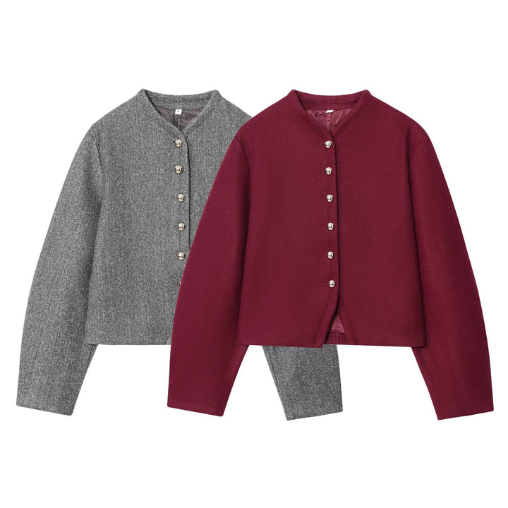 Damen modische Kurzjacke mit eleganter Knopfleiste Drune