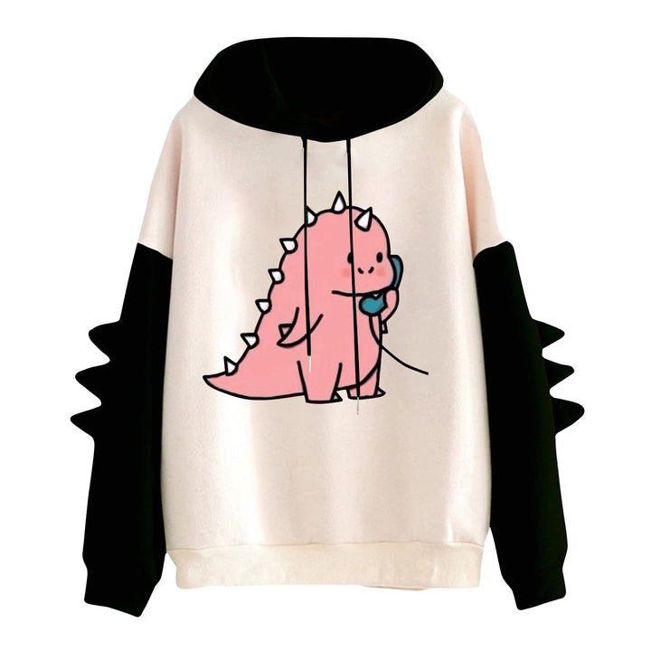Damen nan Kapuzenpullover mit niedlichem Frosch-Motiv, Kängurutasche und volumigen Ärmelapplikationen Drune