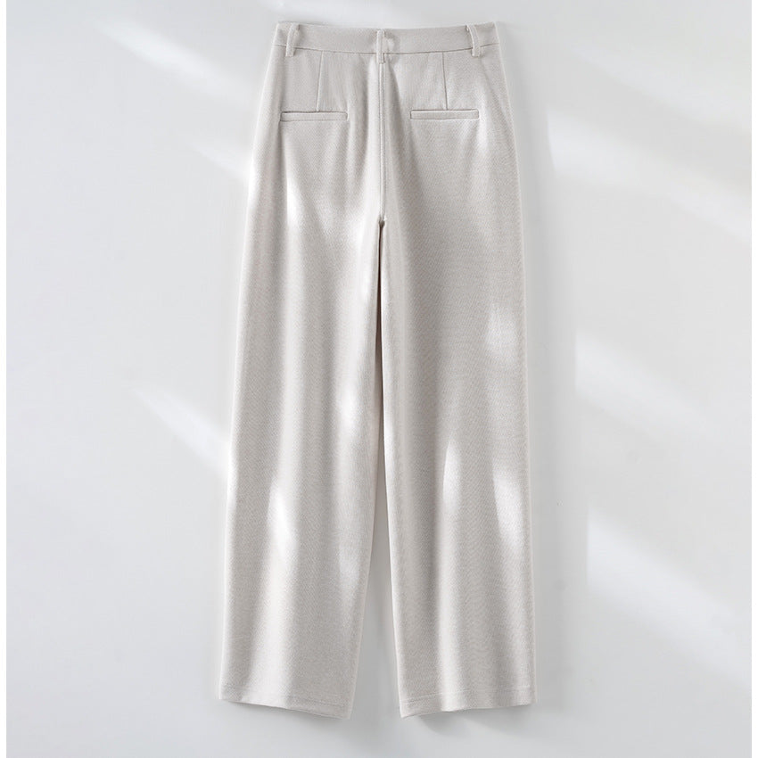 Damen Elegante High‑Waist Palazzo-Stoffhose mit Bügelfalte und dekorativer Mittelnaht Drune