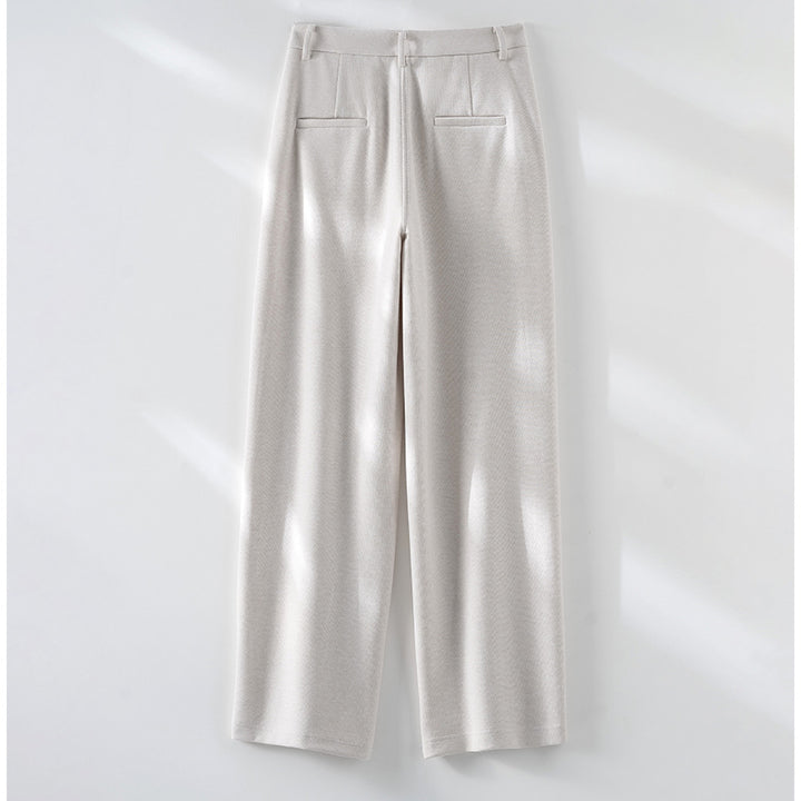 Damen Elegante High‑Waist Palazzo-Stoffhose mit Bügelfalte und dekorativer Mittelnaht Drune