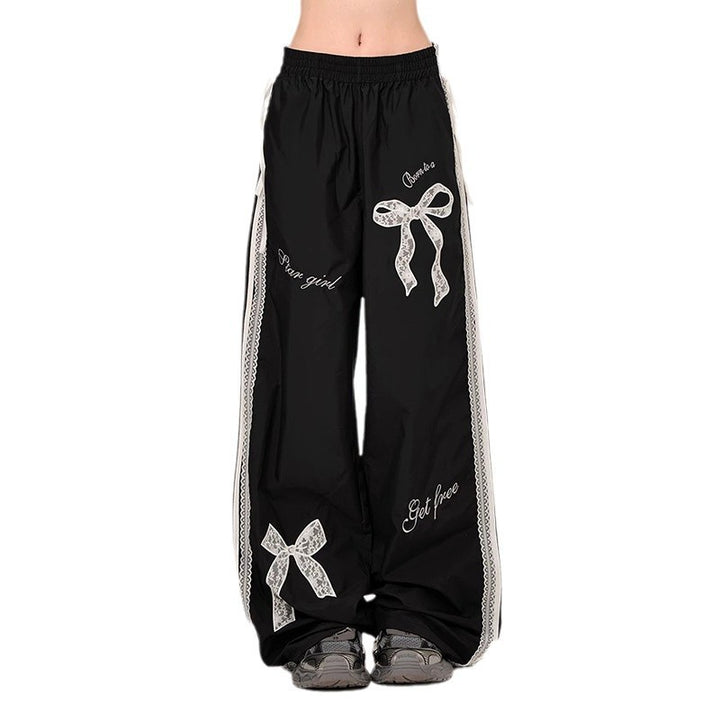 Damen Bequeme Freizeithose mit Dekorativen Schleifen Drune