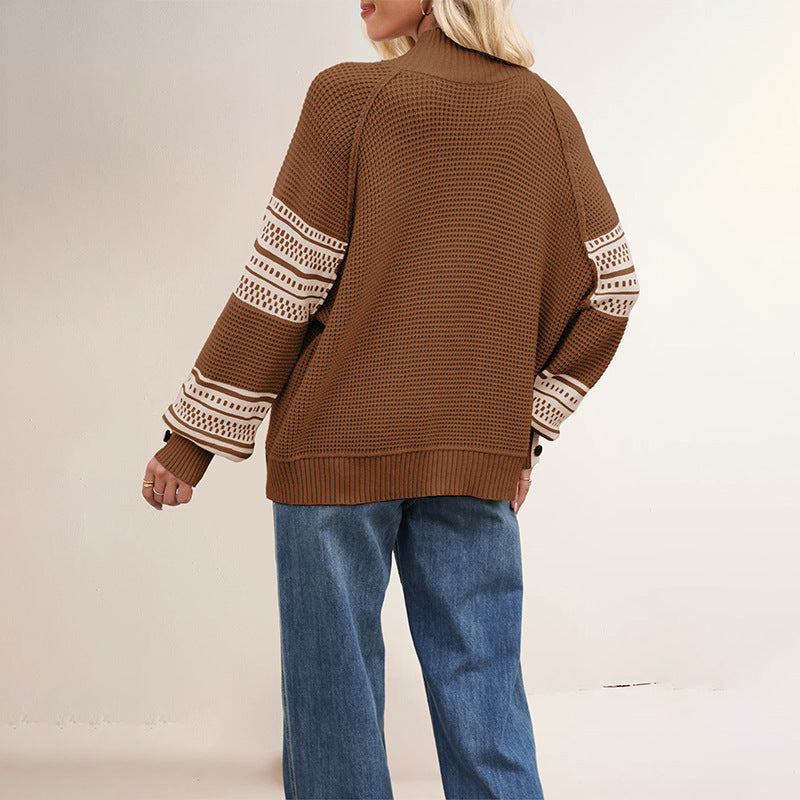 Damen Strickpullover mit modernem Strukturdesign und Knopfdetails Drune