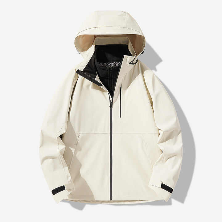 Herren Wasserdichte technische Softshell-Hybridjacke mit integriertem Fleecefutter und verstellbarer Kapuze Drune