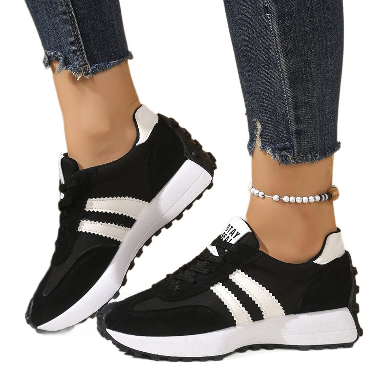 Damen Plateau-Laufsneaker mit Wildlederoptik und Leo-Akzenten Drune