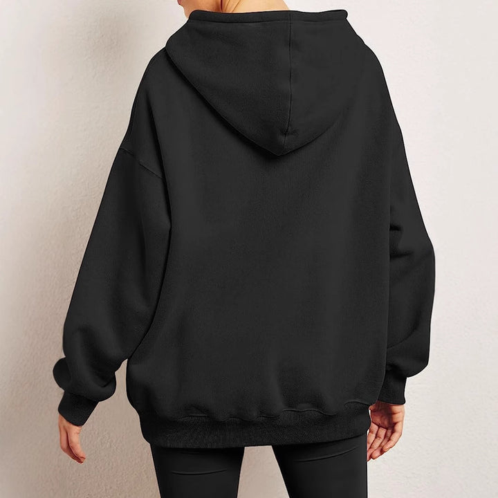 Damen nan Oversize-Kapuzenpullover mit verlängertem Rückenteil, innen angerautem Fleece und Kängurutasche Drune