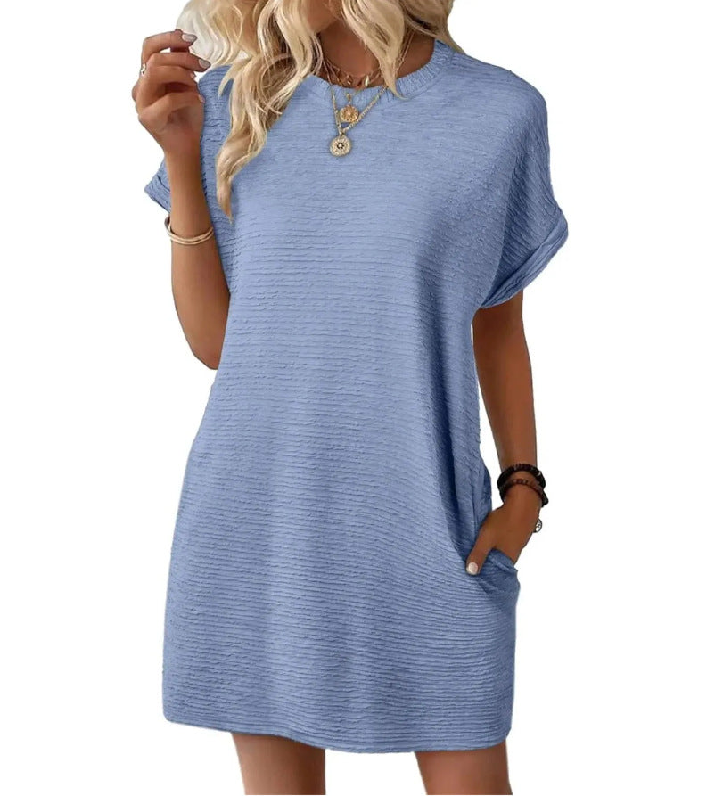 Damen lässiges V-Ausschnitt Kleid mit weitem Schnitt
