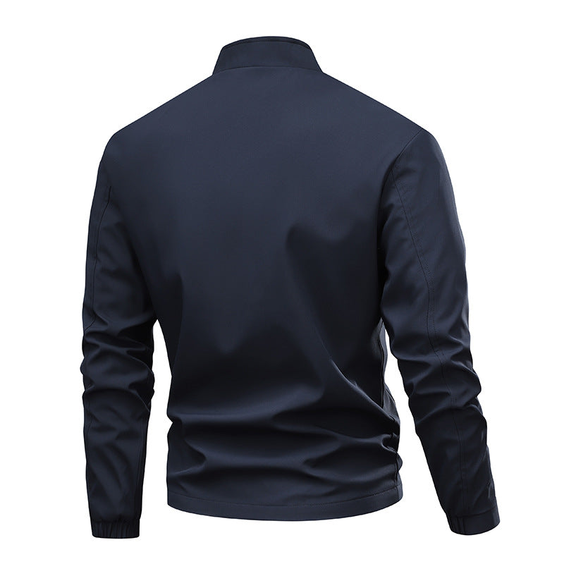 Herren Minimalistische Softshell-Bomberjacke mit Stehkragen, elastischen Bündchen & durchgehendem Reißverschluss Drune