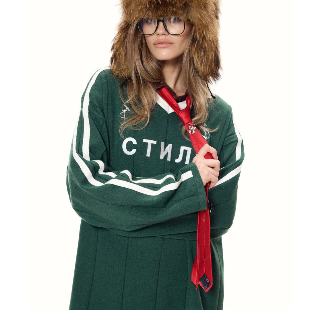 Damen Oversized Sweatshirt mit sportlichem Schriftzug Drune