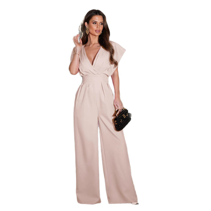 Damen Jumpsuit mit elegantem V-Ausschnitt und weitem Bein Drune