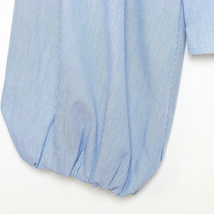 Damen Gestreifte Cropped-Bluse mit Rüschendetail und Ballonärmeln Drune