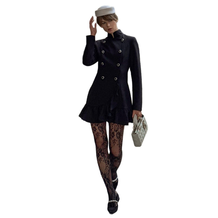 Damen Elegantes und figurbetontes Blazer-Kleid mit Rüschendetails Drune
