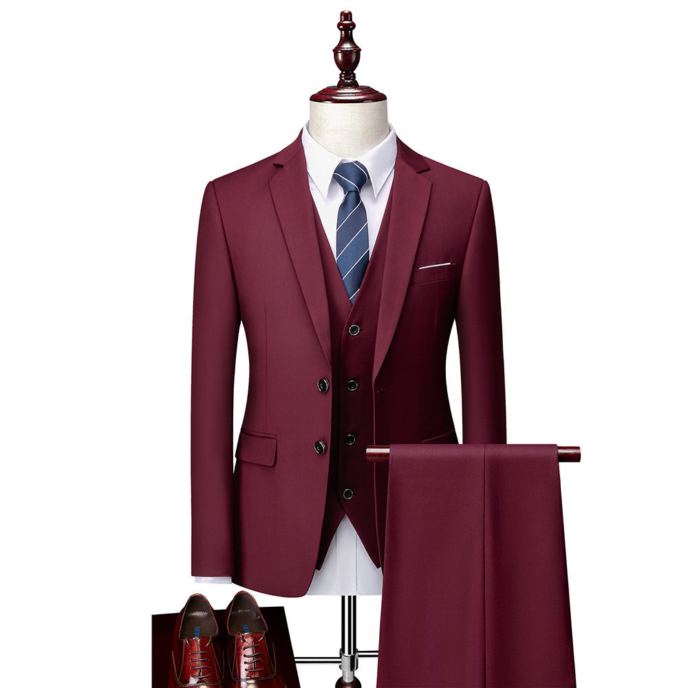 Herren Dreiteiliger Business-Anzug mit tailliertem Schnitt, Weste und klassischem Revers Drune