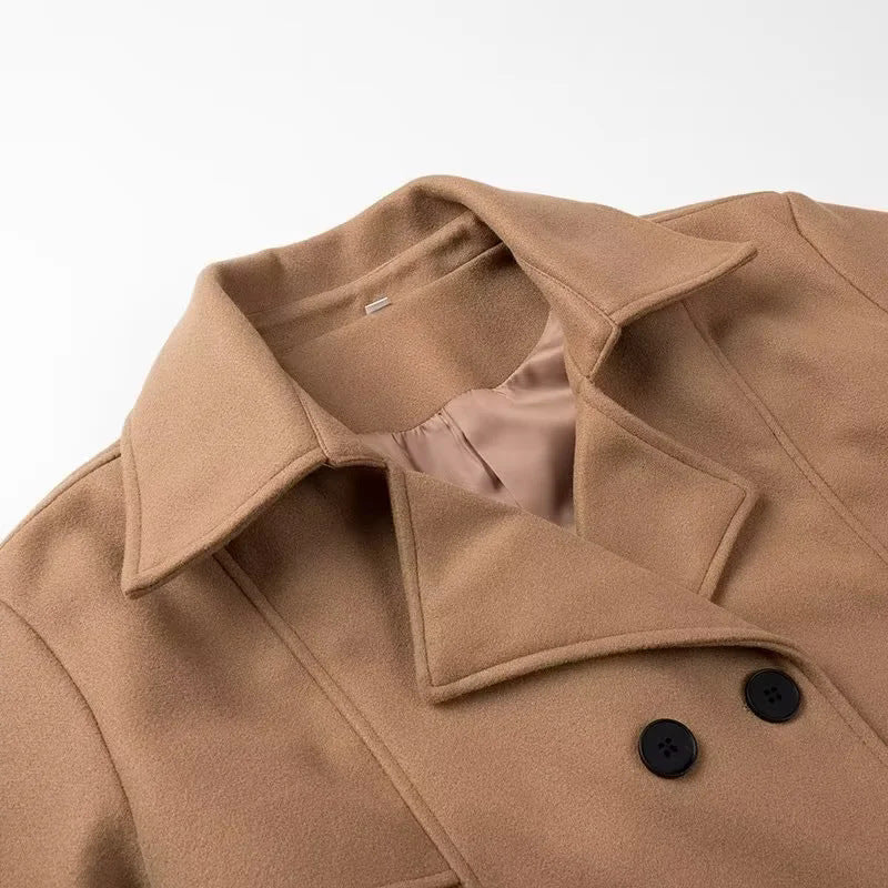 Damen nan langer taillierter Trenchcoat-Mantel mit Schalkragen, Bindegürtel und dekorativen Wiener Nähten Drune