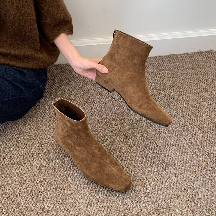 Damen Wildleder Spitz Zehen Knöchel Stiefeletten Drune