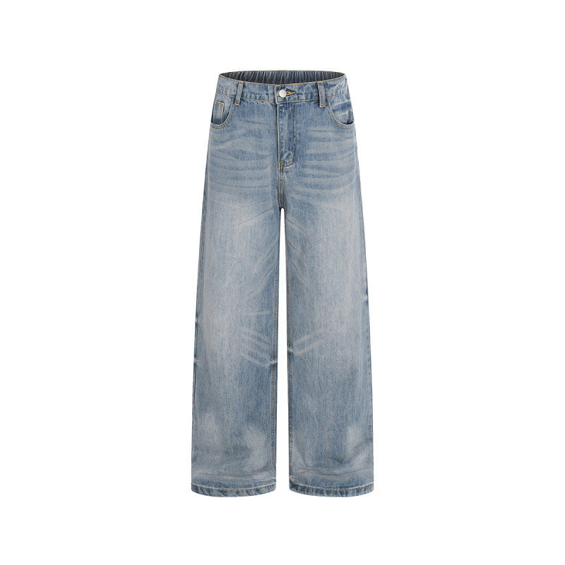 Damen Weite High-Waist Jeans aus leichtem Stonewashed Denim Drune