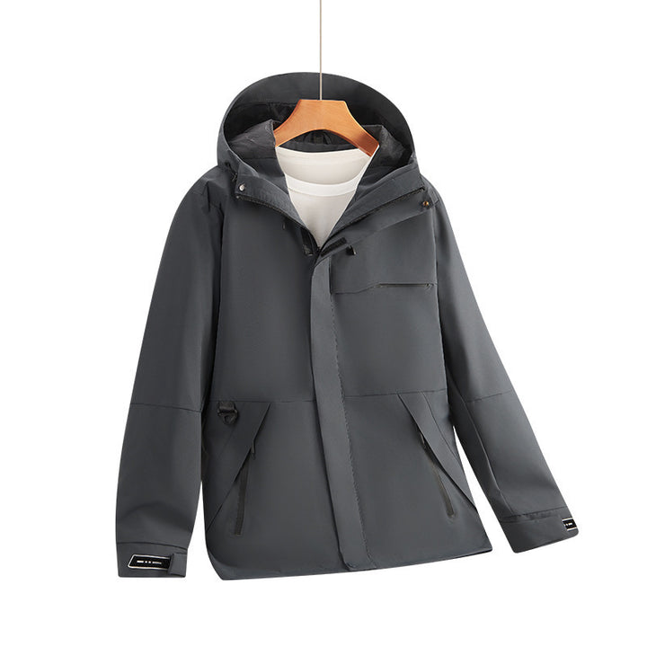 Herren Wasserabweisende Softshell-Kapuzenjacke mit verdeckten Reißverschlüssen und urbanem Schnitt Drune