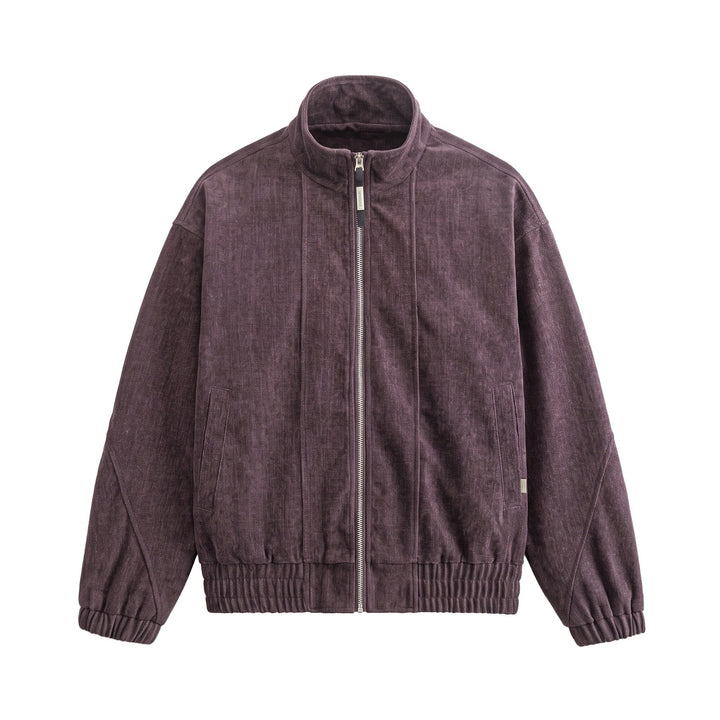 Unisex Boxy‑Bomberjacke aus strukturiertem Denim‑Optik mit hohem Stehkragen Drune