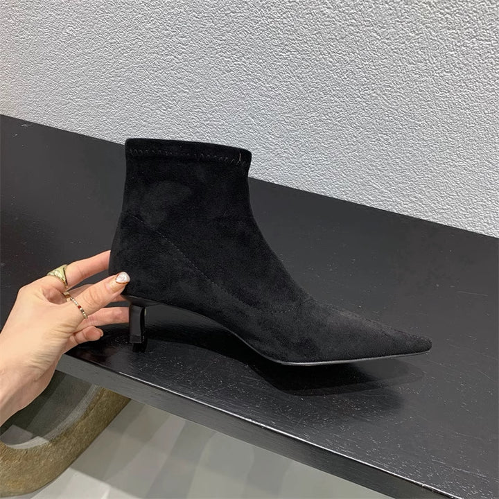 Damen Elegante Ankle-Boots aus weichem Wildleder mit modischem Stiletto Drune