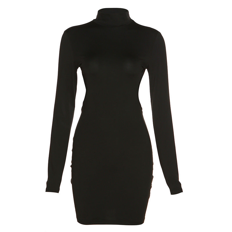 Damen Elegantes figurbetontes Minikleid mit offenem Rücken und langen Ärmeln Drune