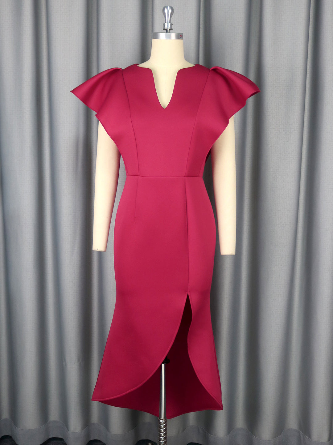 Damen Elegantes Etuikleid mit voluminösen Ärmeln Drune