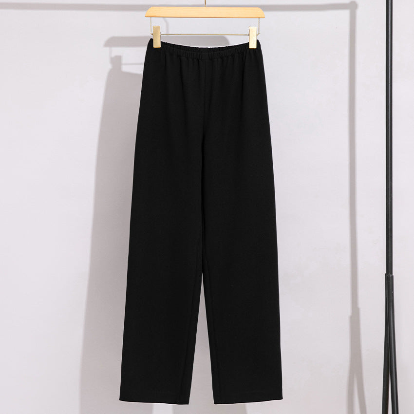Damen High-Waist Hose mit elastischem Bund, weitem Bein und weich fließender Baumwollmischung Drune