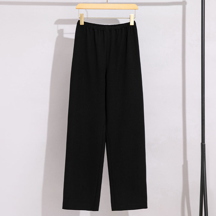 Damen High-Waist Hose mit elastischem Bund, weitem Bein und weich fließender Baumwollmischung Drune