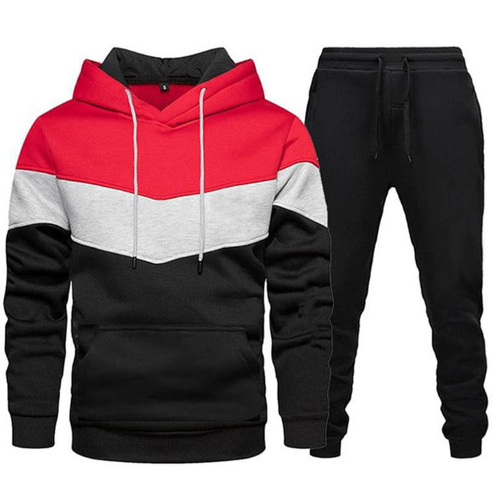 Herren nan zweifarbiges Hoodie-Joggingset mit Kängurutasche, tapered Jogginghose und doppellagiger Kapuze Drune