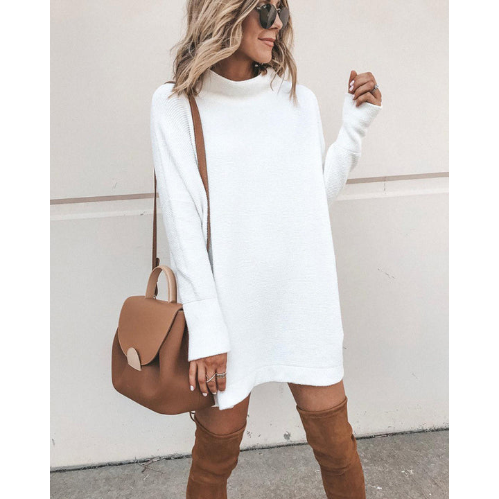 Damen Kuscheliges Oversize-Kleid mit Rollkragen und langen Ärmeln Drune