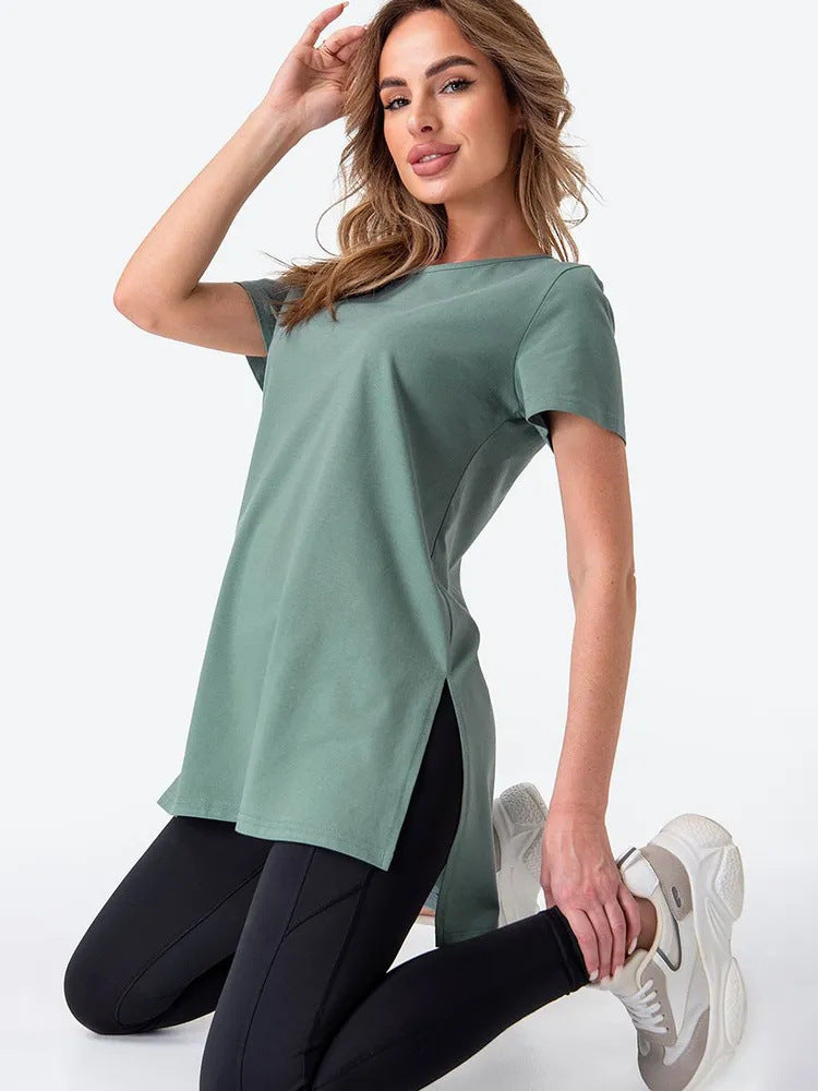 Damen lässiges Longline T-Shirt mit seitlichen Schlitzen und hohen Tragekomfort Drune