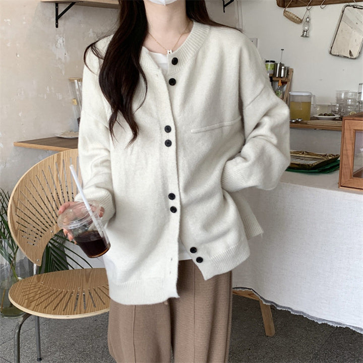 Damen lässiger Strickcardigan mit feiner Textur und praktischen Knopfdetails Drune