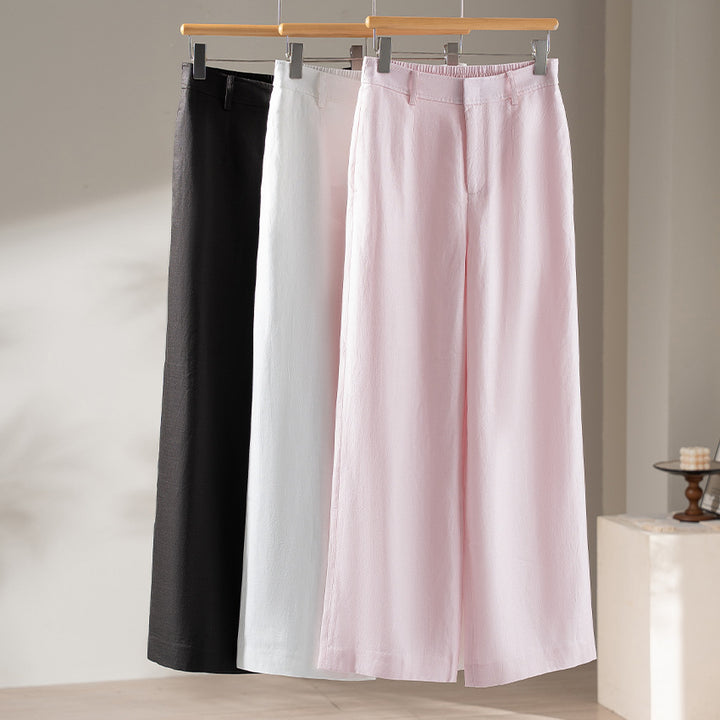 Damen Palazzo-Hose aus leichtem Leinenmix mit hohem Bund und Bügelfalte Drune