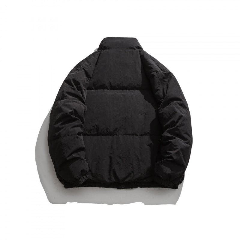 Unisex Oversize wattierte Steppjacke mit hohem Stehkragen, großen Pattentaschen und Crinkle-Effekt Drune