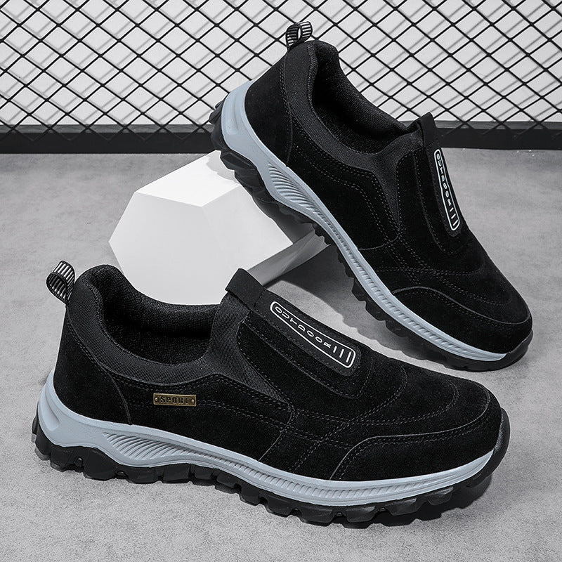 Herren Slipper-Sneaker aus Veloursleder-Optik mit rutschfester Profilsohle Drune