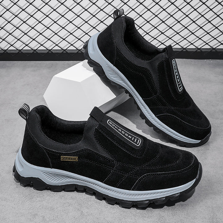 Herren Slipper-Sneaker aus Veloursleder-Optik mit rutschfester Profilsohle Drune