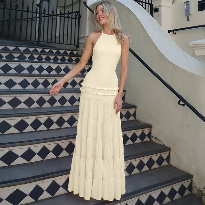 Damen Maxi-Kleid mit feinen Rüschendetails Drune