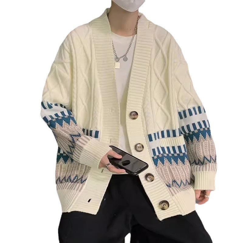 Herren Grobstrickjacke mit modernen Mustern und praktischen Taschen Drune