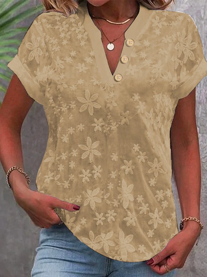 Damen Bluse mit femininem Blumenstick-Muster Drune
