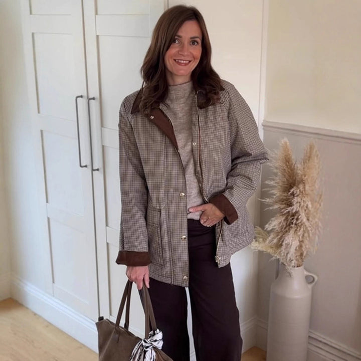 Damen Oversize-Fieldjacke mit Samtkragen und großen Pattentaschen Drune