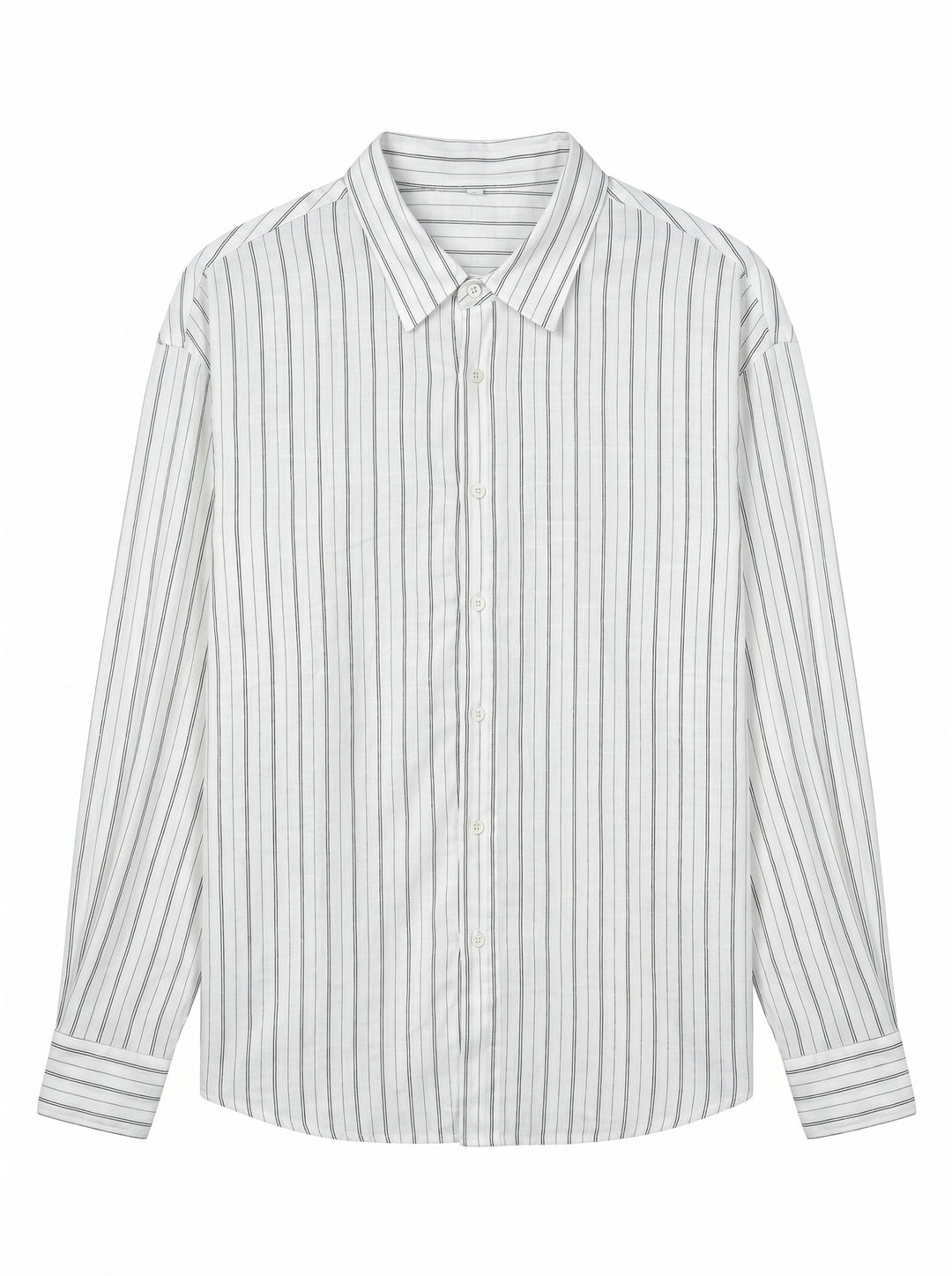Unisex Langes Relaxed-Fit Streifenhemd mit Kentkragen und abgerundetem Saum Drune
