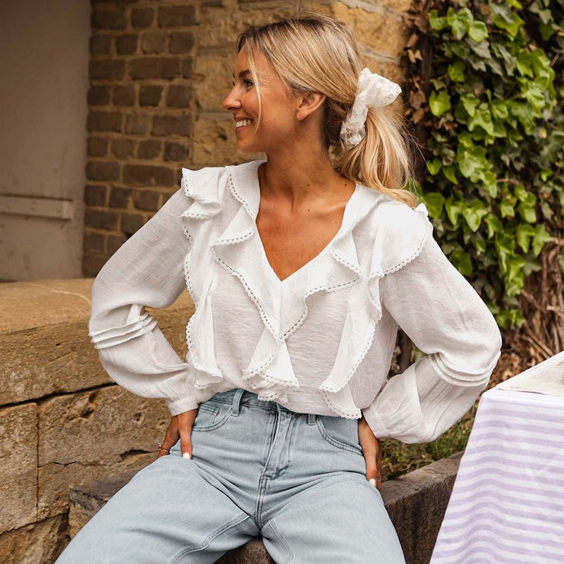 Damen Verspielte Bluse mit Rüschendetails Drune 1788168446