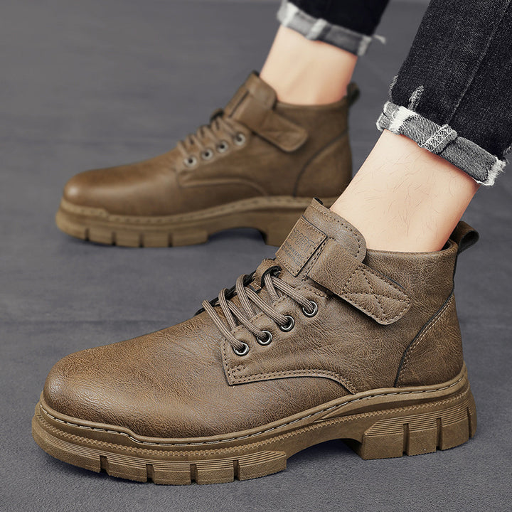 Herren Robuste Plateauschnür-Boots mit Klettlasche und profilierter Gummisohle Drune